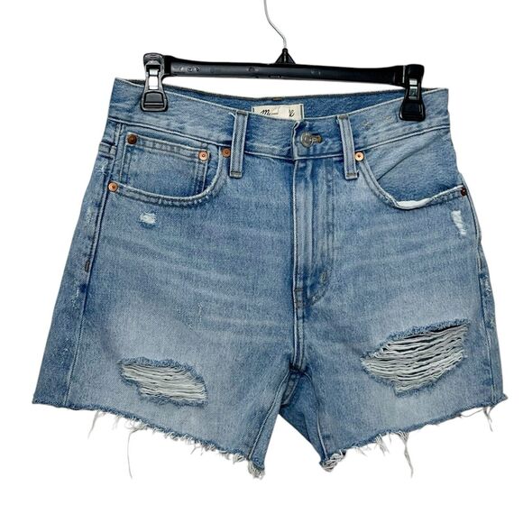 Madewell Denim Shorts Steenwick Wash High Rise Distressed Size 24 - Picture 2 of 9